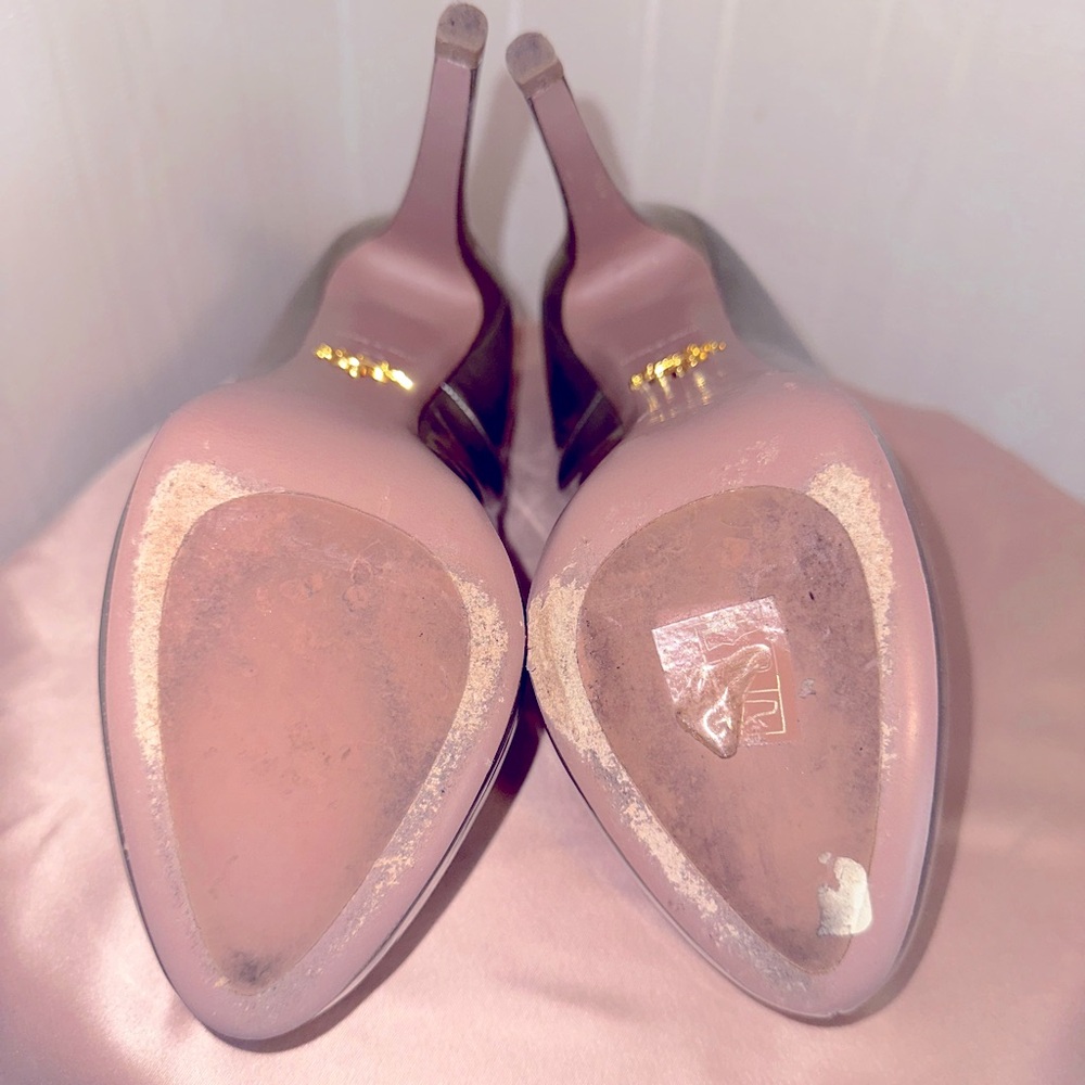 💃 $800 Prada Patent Leather Grey Pearl Platform Pumps Luxurious & Chic | Sz 37 - Picture 7 of 11